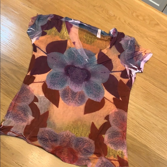 SPARKLE & FADE SIZE L~THIN LITE TEE HAWAIIAN T-SHIRT MAROON ORANGE FESTIVAL TOP - Picture 2 of 7